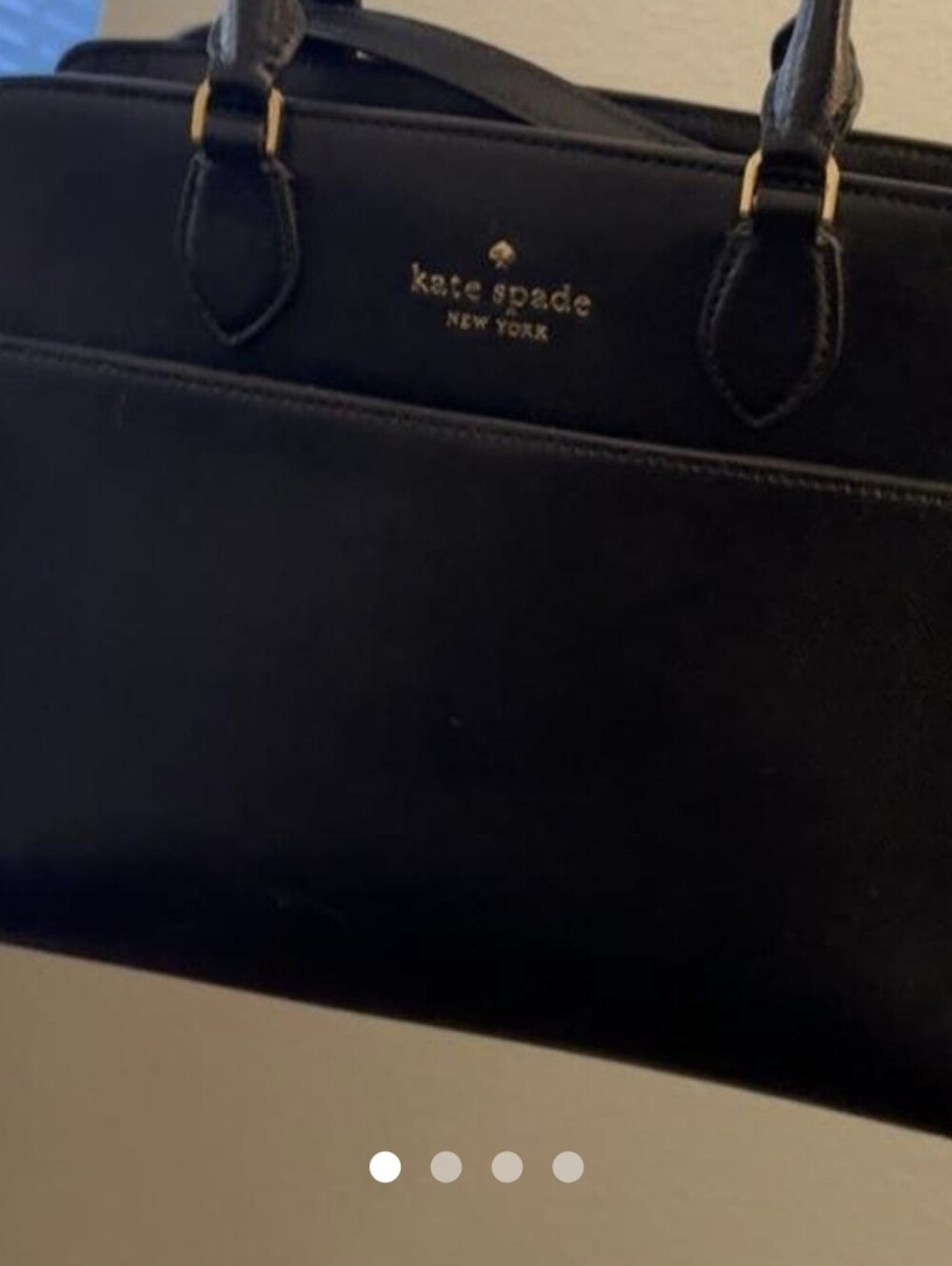 kate spade Black Leather Satchel with Gold Hardware